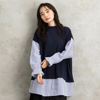 【sabstreet bis】【web限定】シャツコンビプルオーバー