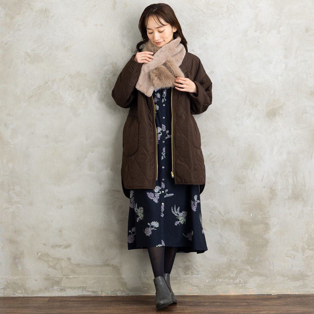 ファー×キルティングリバーシブルコート10