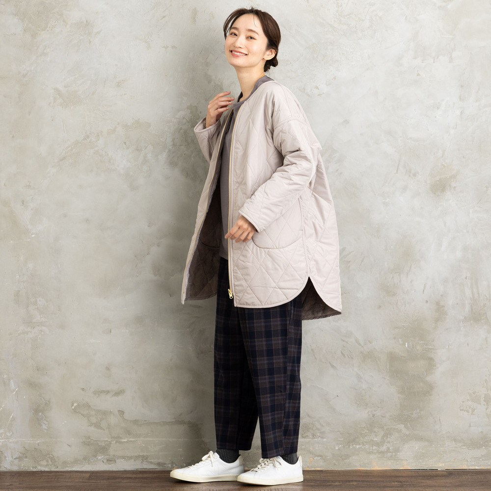 ファー×キルティングリバーシブルコート15