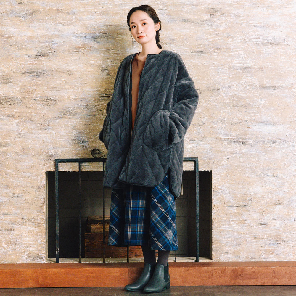 ファー×キルティングリバーシブルコート7