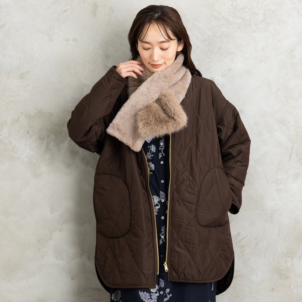 ファー×キルティングリバーシブルコート1