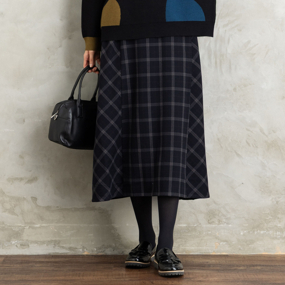 両面起毛チェックスカート1