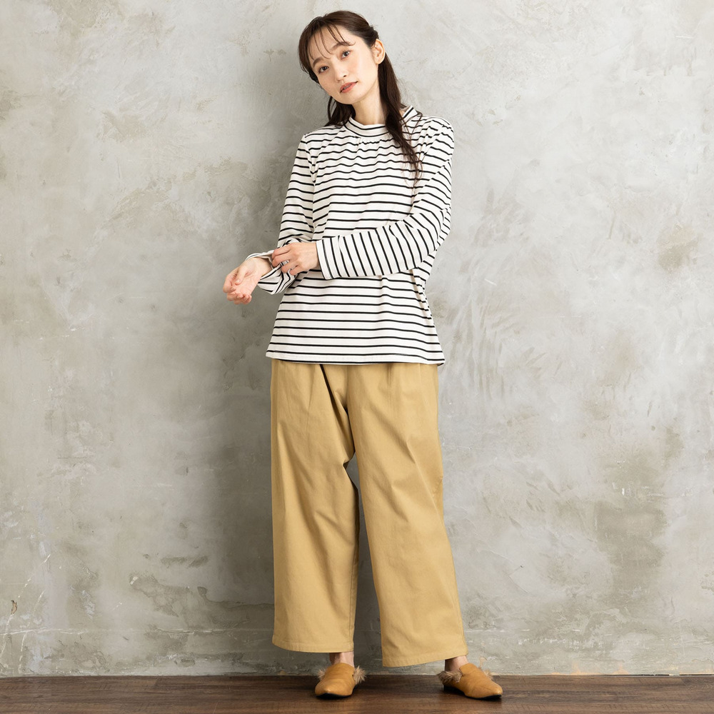 【吸湿・発熱】裏起毛モックネックインナーカットソー10