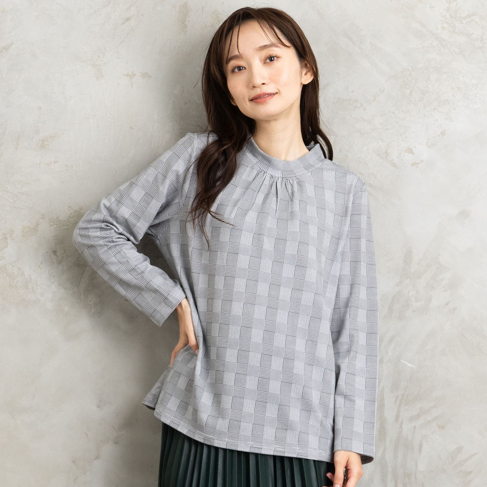 【吸湿・発熱】裏起毛モックネックインナーカットソー1