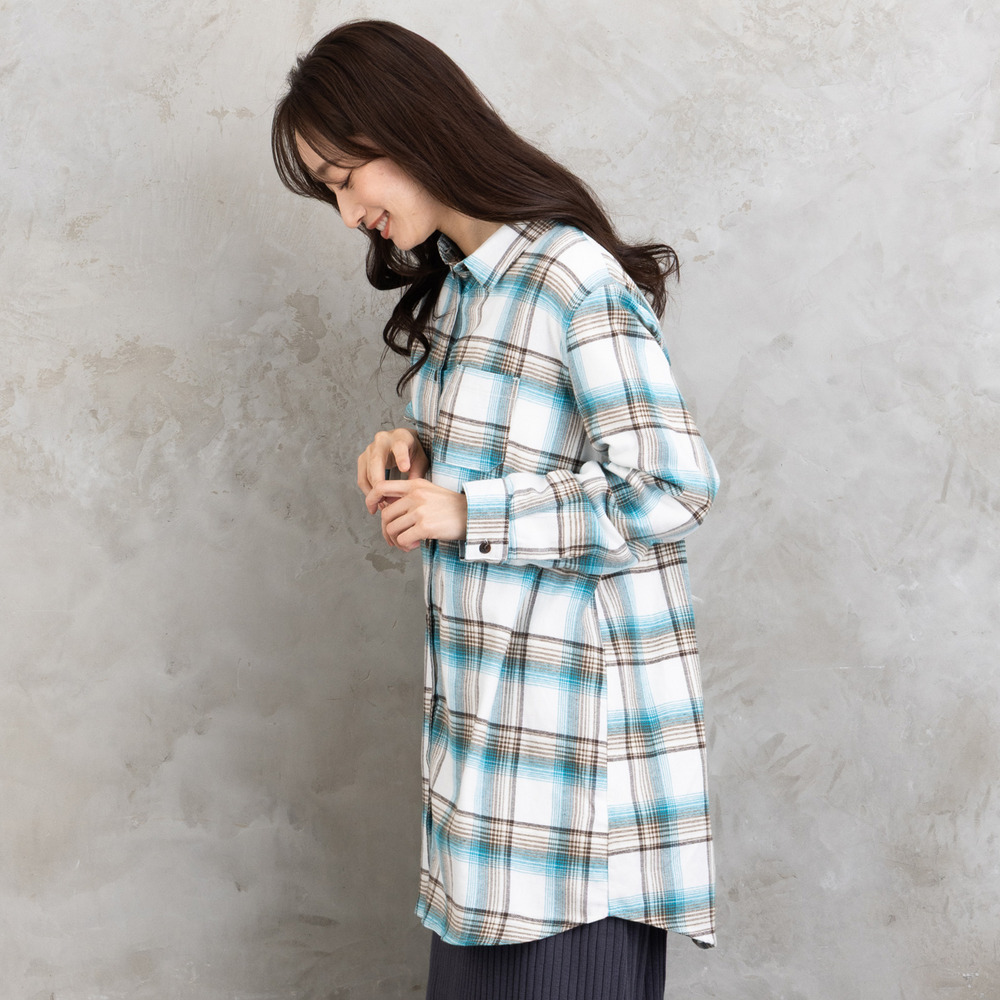 【吸湿・発熱】ソフトサーモ起毛チェックシャツチュニック12