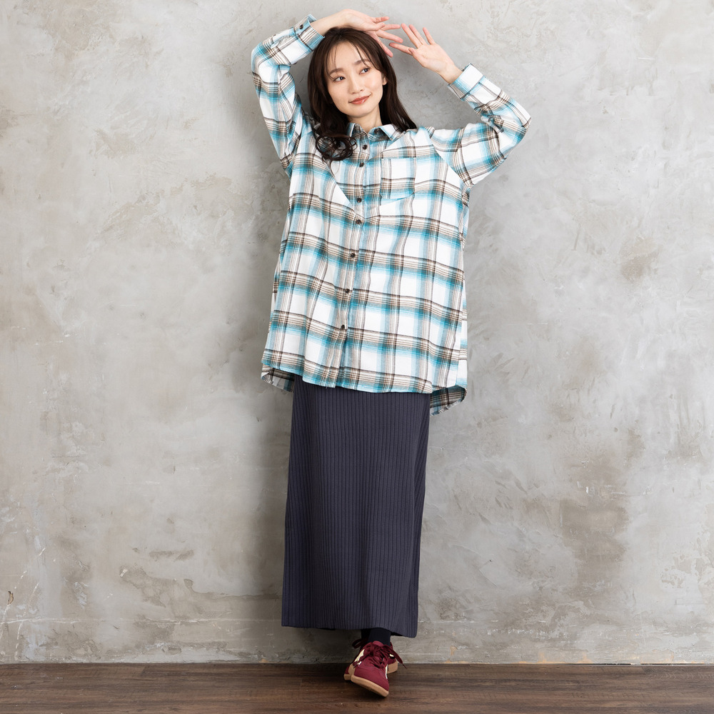 【吸湿・発熱】ソフトサーモ起毛チェックシャツチュニック5