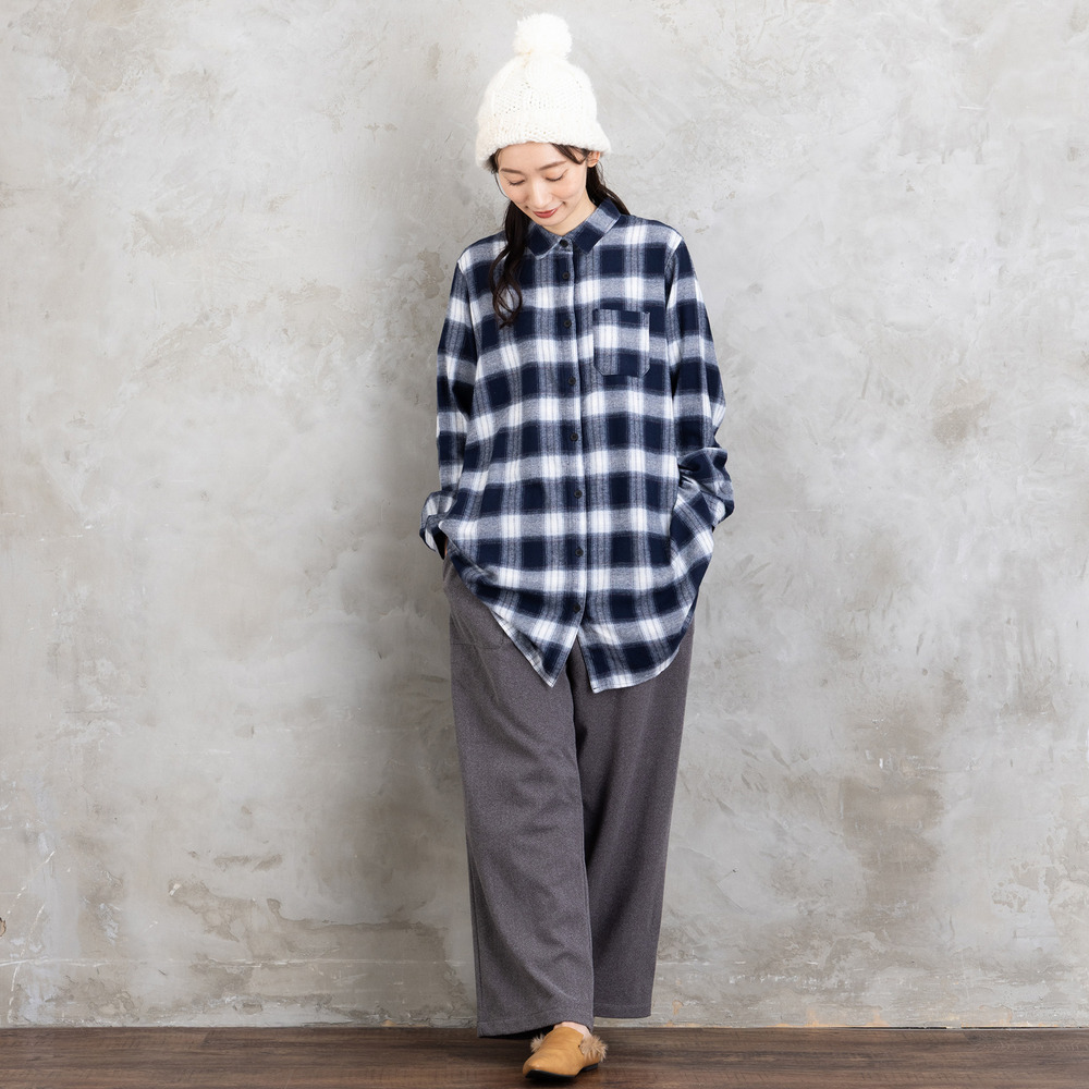 【吸湿・発熱】ソフトサーモ起毛チェックシャツチュニック6