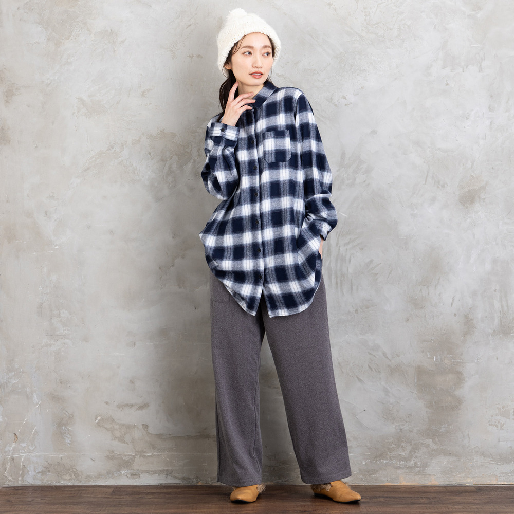 【吸湿・発熱】ソフトサーモ起毛チェックシャツチュニック7