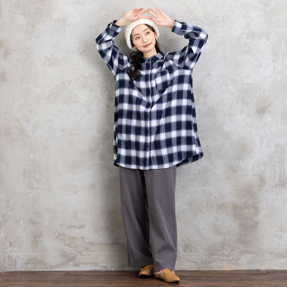 【吸湿・発熱】ソフトサーモ起毛チェックシャツチュニック8