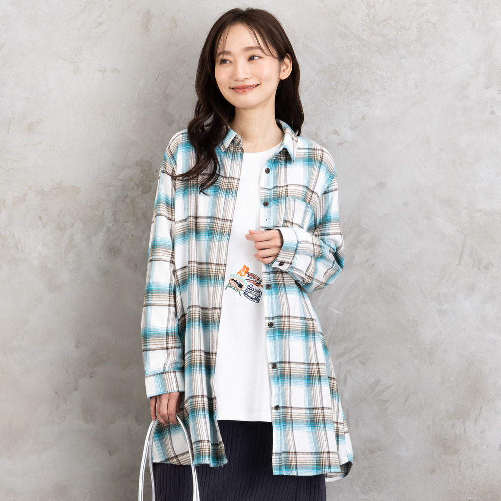 【吸湿・発熱】ソフトサーモ起毛チェックシャツチュニック1