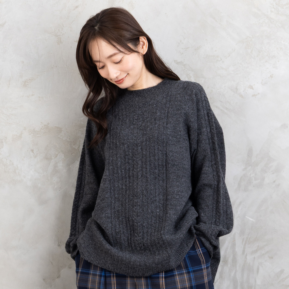 【sabstreet bis】【web限定】 Aラインケーブルニットプルオーバー1