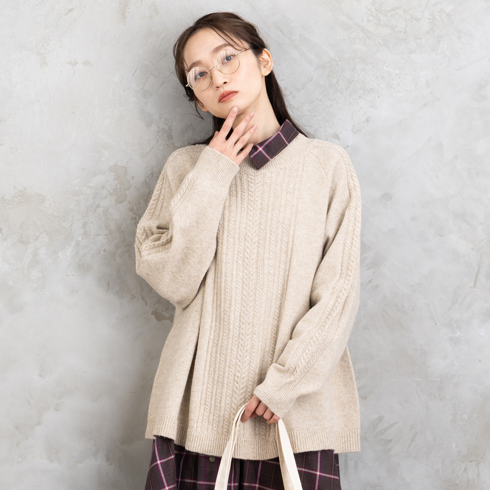 【sabstreet bis】【web限定】 Aラインケーブルニットプルオーバー1