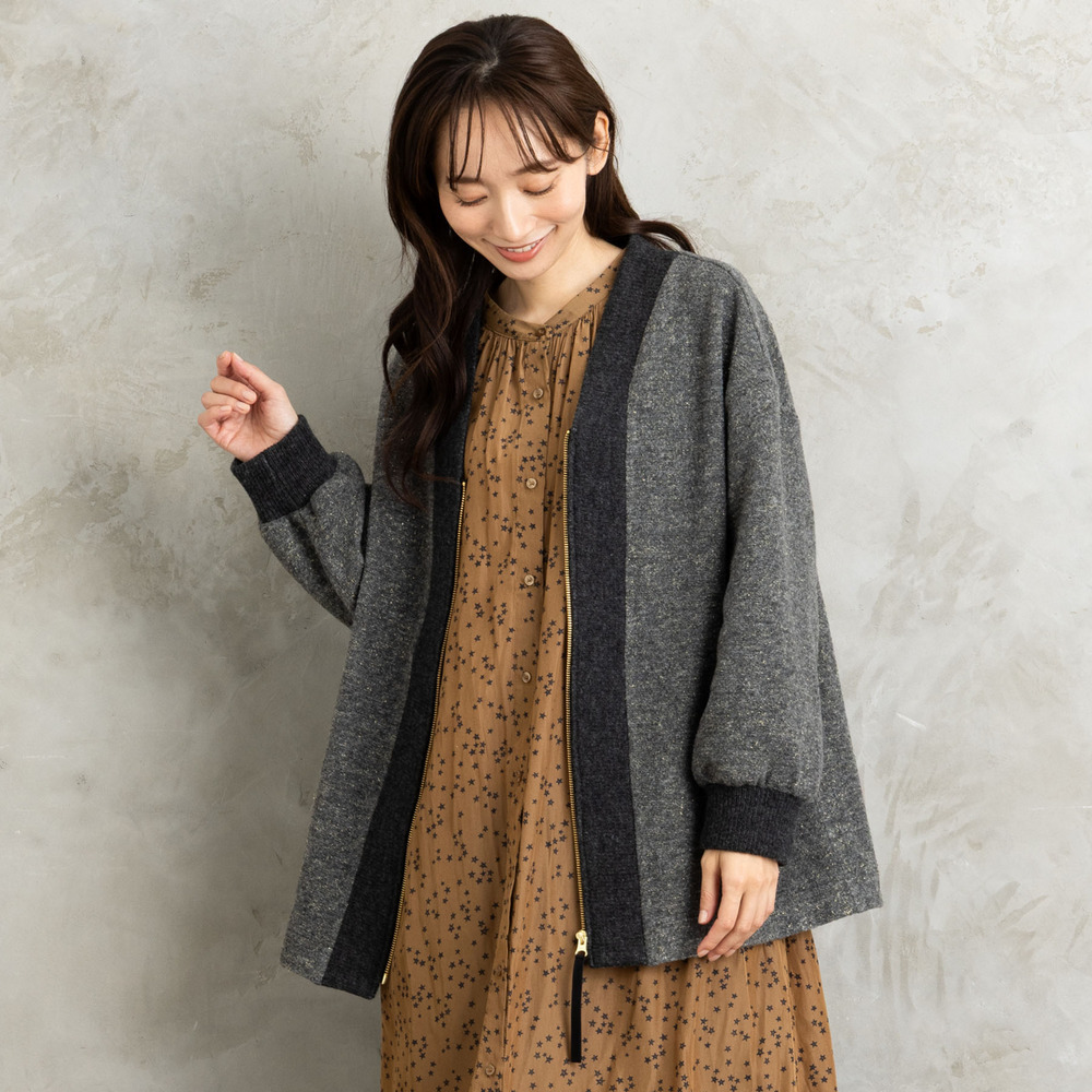 21号(6L～) イタリアンエアリーリブデザインジップブルゾン