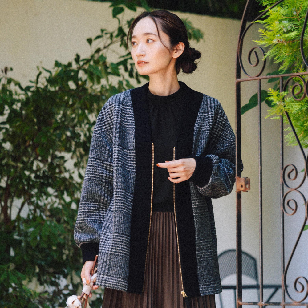 21号(6L~) イタリアンエアリーリブデザインジップブルゾン1