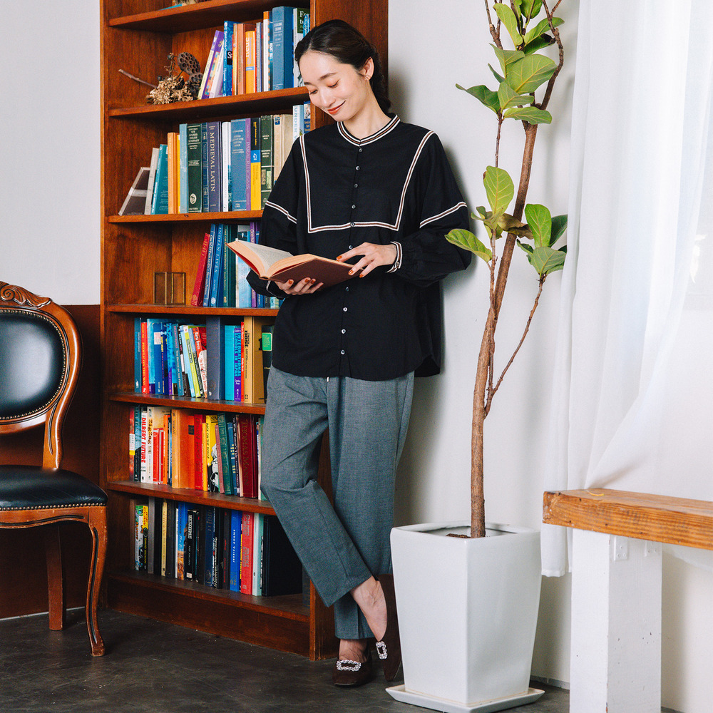 21号(6L~) トロピカルウールセンタープレステーパードパンツ2