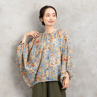 21号(6L～) フラワープリントバルーンブラウス