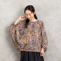 21号(6L～) フラワープリントバルーンブラウス
