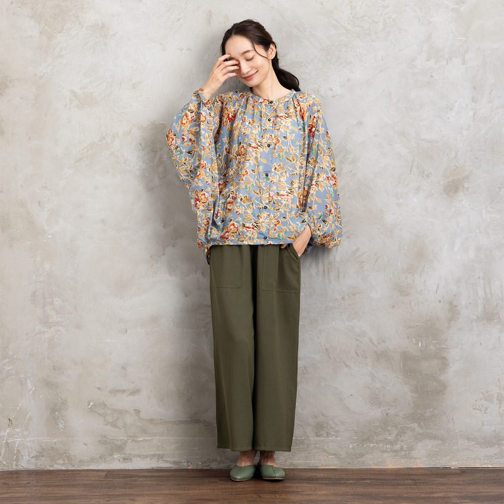 21号(6L~) フラワープリントバルーンブラウス6