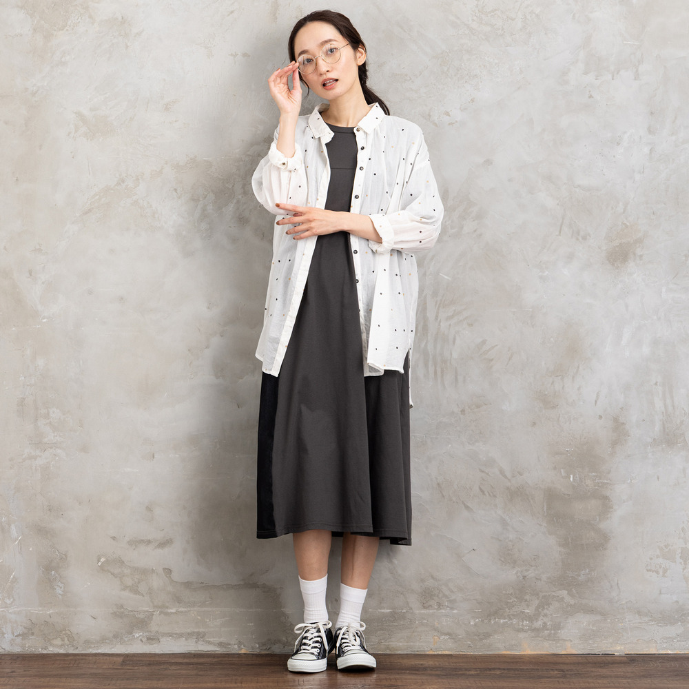 21号(6L~) ホイルドットプリントシャツ2