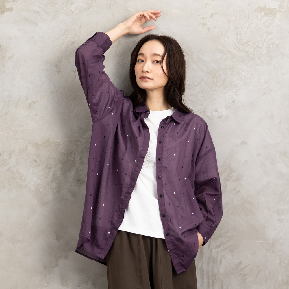 21号(6L~) ホイルドットプリントシャツ1