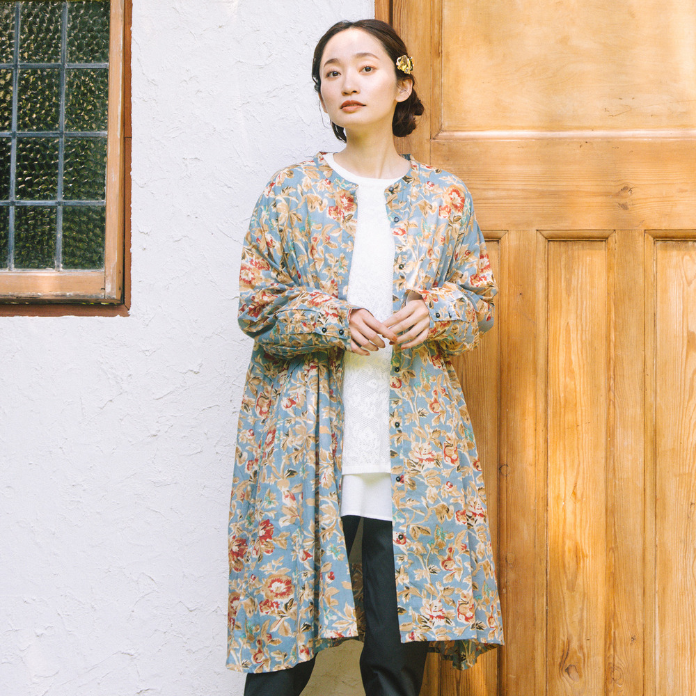 21号(6L~) フラワープリントサイドギャザーチュニック1