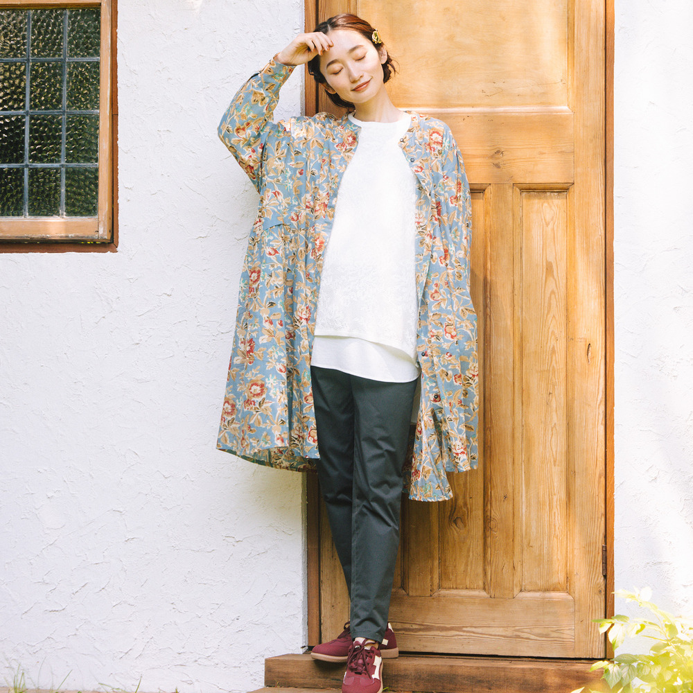 21号(6L~) フラワープリントサイドギャザーチュニック16