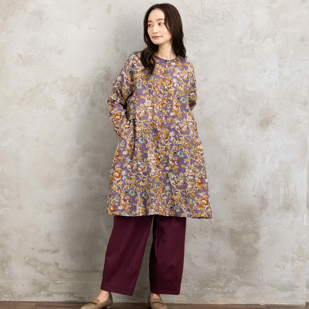 21号(6L~) フラワープリントサイドギャザーチュニック2