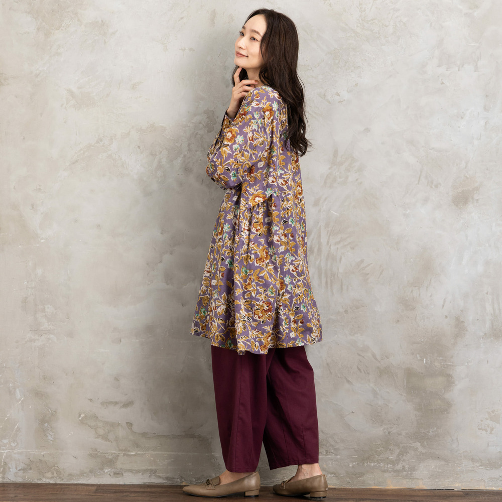 21号(6L~) フラワープリントサイドギャザーチュニック3