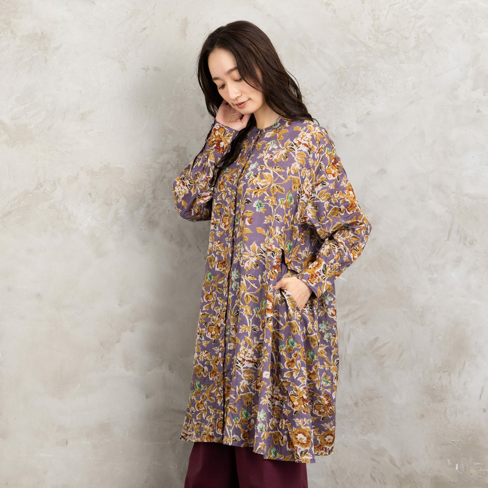 21号(6L~) フラワープリントサイドギャザーチュニック6