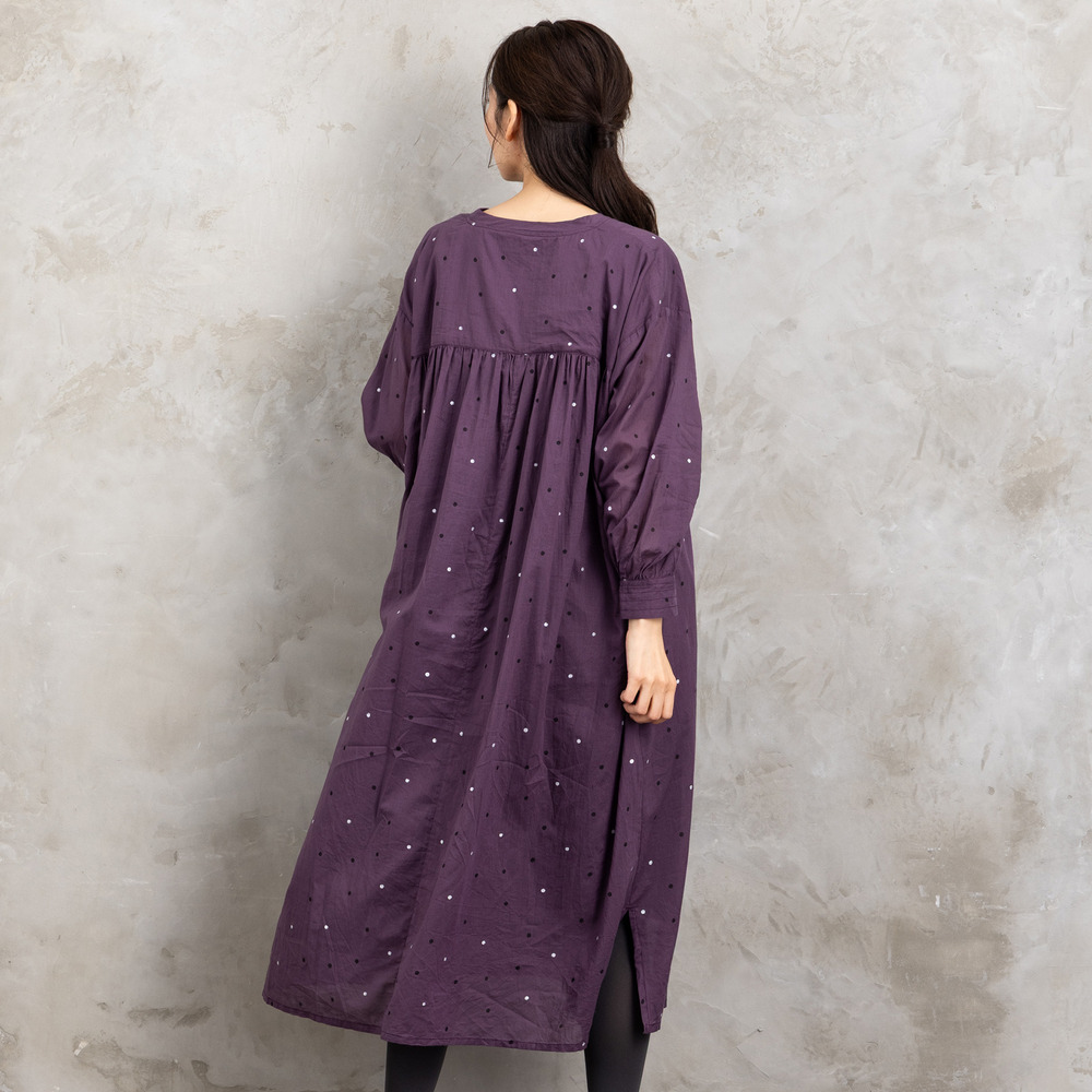 21号(6L~) ホイルドットプリントキーネックワンピース11