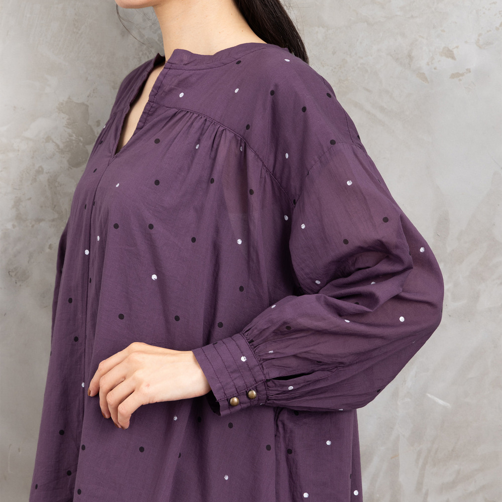 21号(6L~) ホイルドットプリントキーネックワンピース14