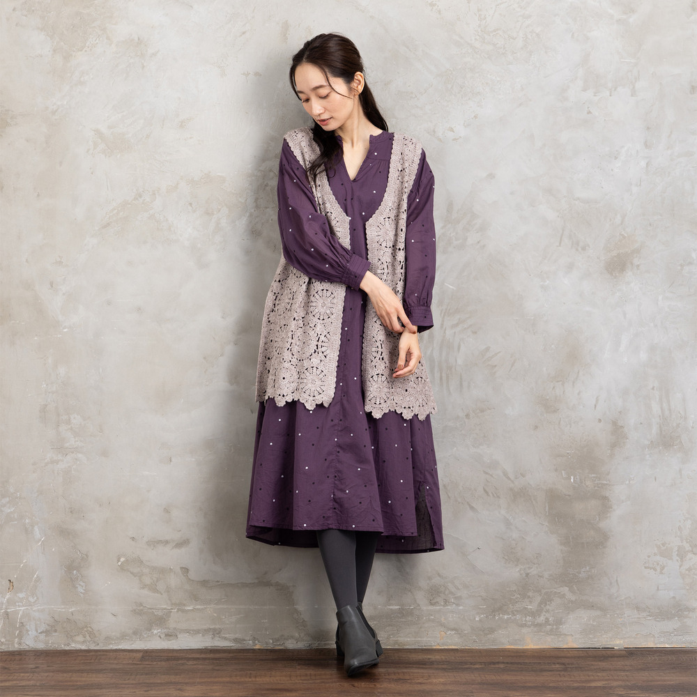 21号(6L~) ホイルドットプリントキーネックワンピース4