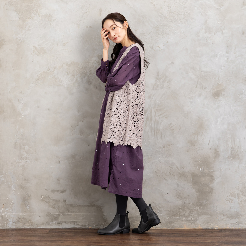 21号(6L~) ホイルドットプリントキーネックワンピース5