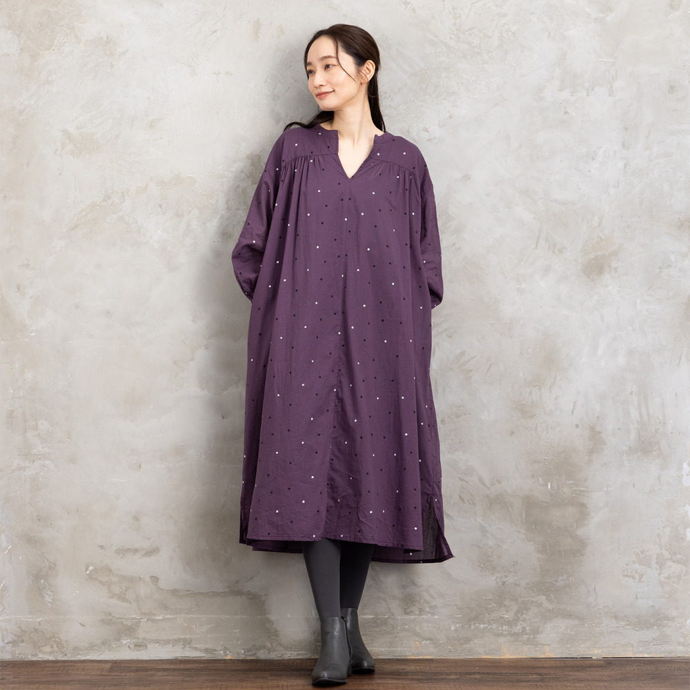 21号(6L~) ホイルドットプリントキーネックワンピース7