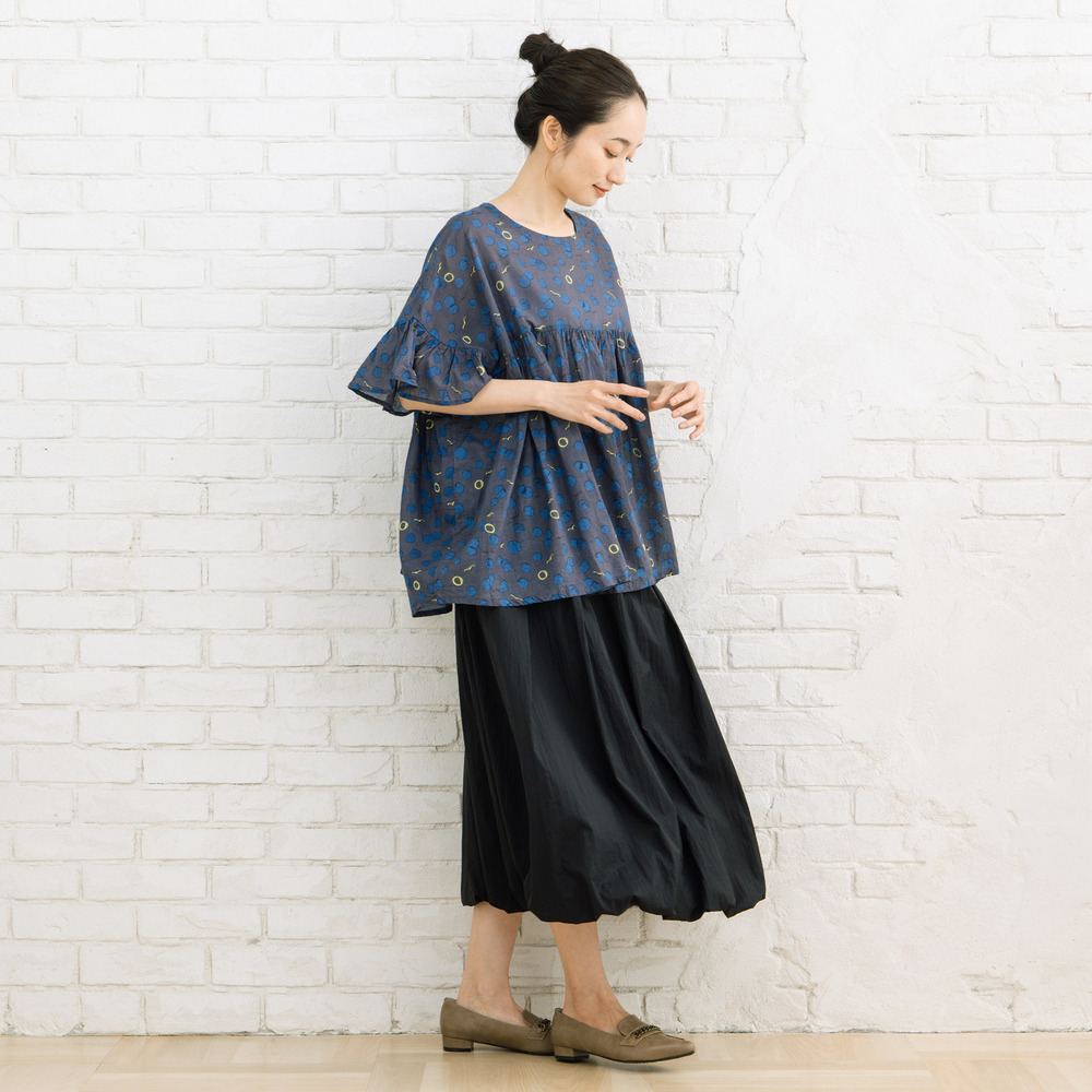 21号(6L~) カモメ×水彩ドットプリント2wayブラウス10