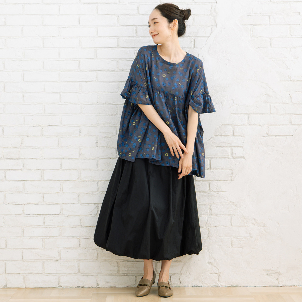 21号(6L~) カモメ×水彩ドットプリント2wayブラウス11