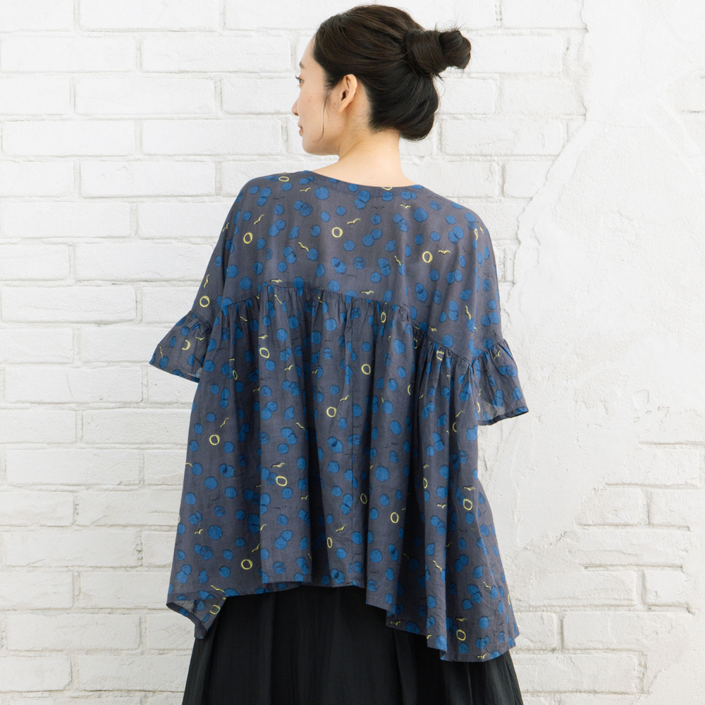 21号(6L~) カモメ×水彩ドットプリント2wayブラウス13