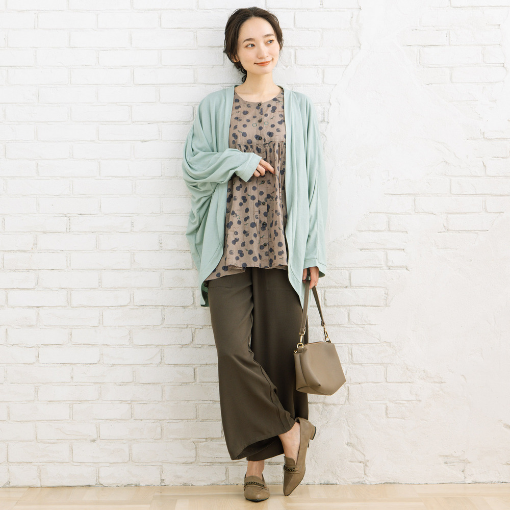 21号(6L~) カモメ×水彩ドットプリント2wayブラウス4