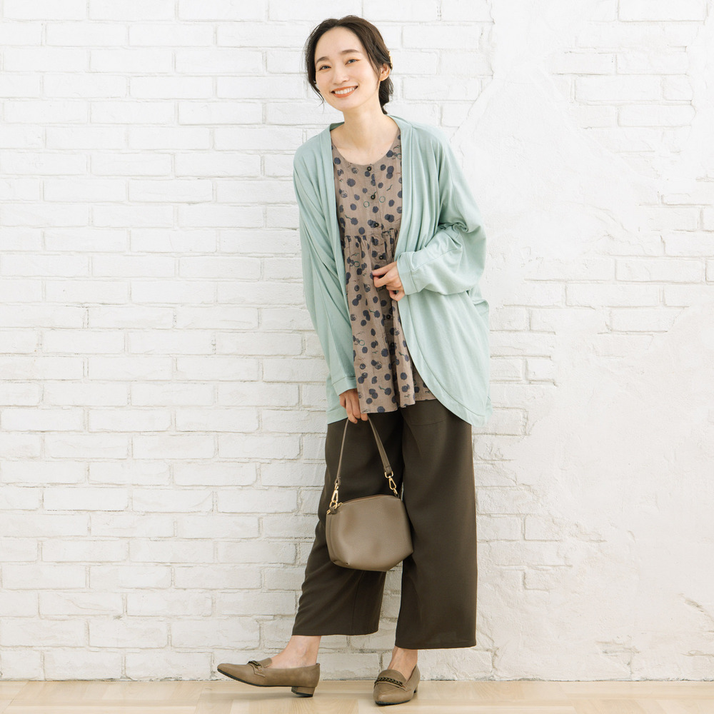 21号(6L~) カモメ×水彩ドットプリント2wayブラウス5