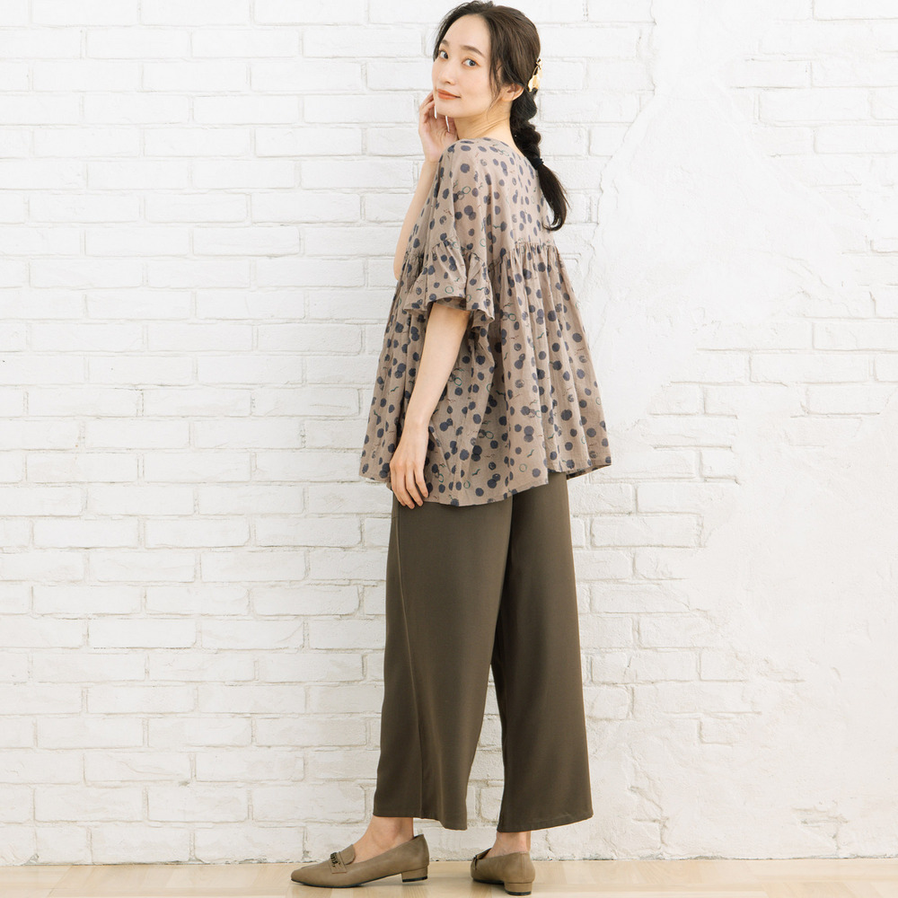 21号(6L~) カモメ×水彩ドットプリント2wayブラウス7