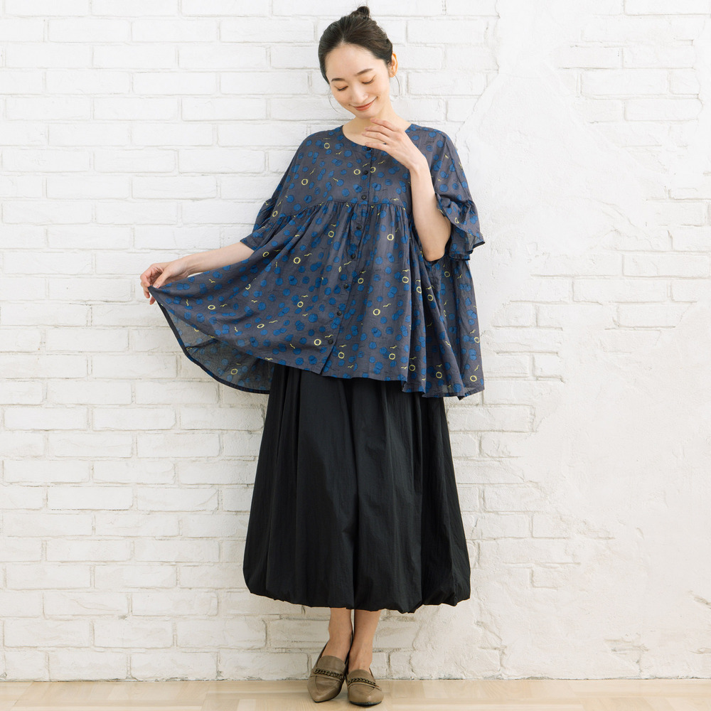 21号(6L~) カモメ×水彩ドットプリント2wayブラウス8