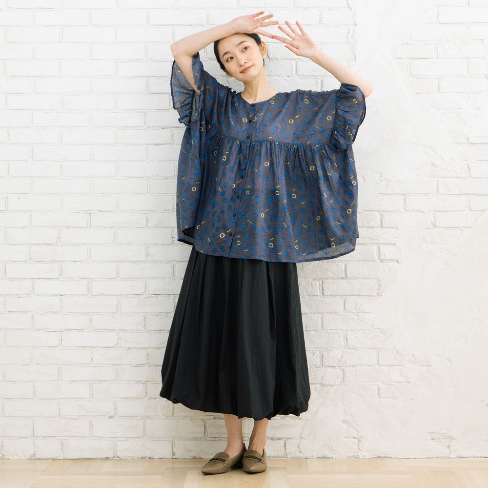 21号(6L~) カモメ×水彩ドットプリント2wayブラウス9