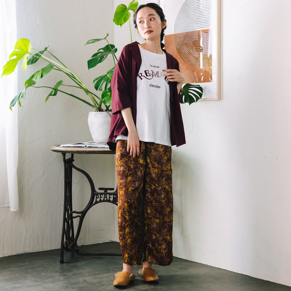 21号(6L~) フラワージャカードワイドパンツ10