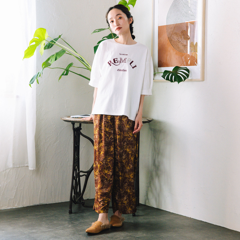 21号(6L~) フラワージャカードワイドパンツ13