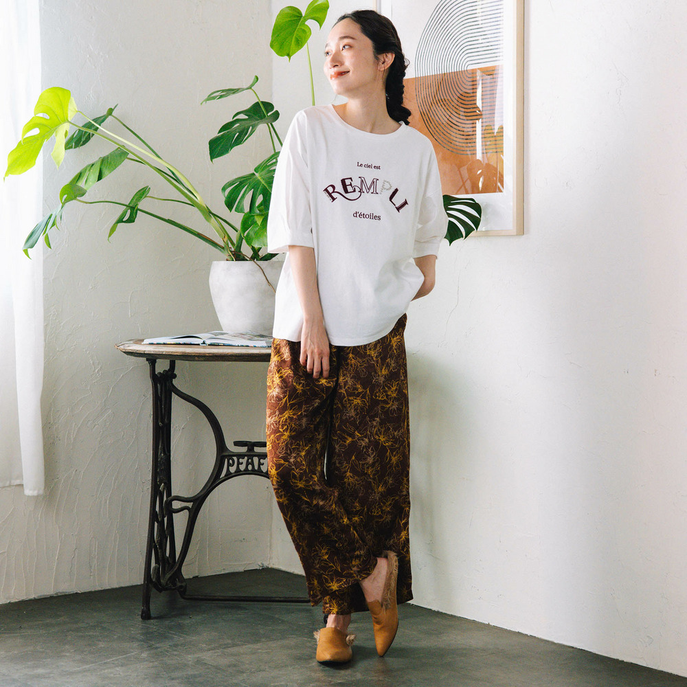 21号(6L~) フラワージャカードワイドパンツ15