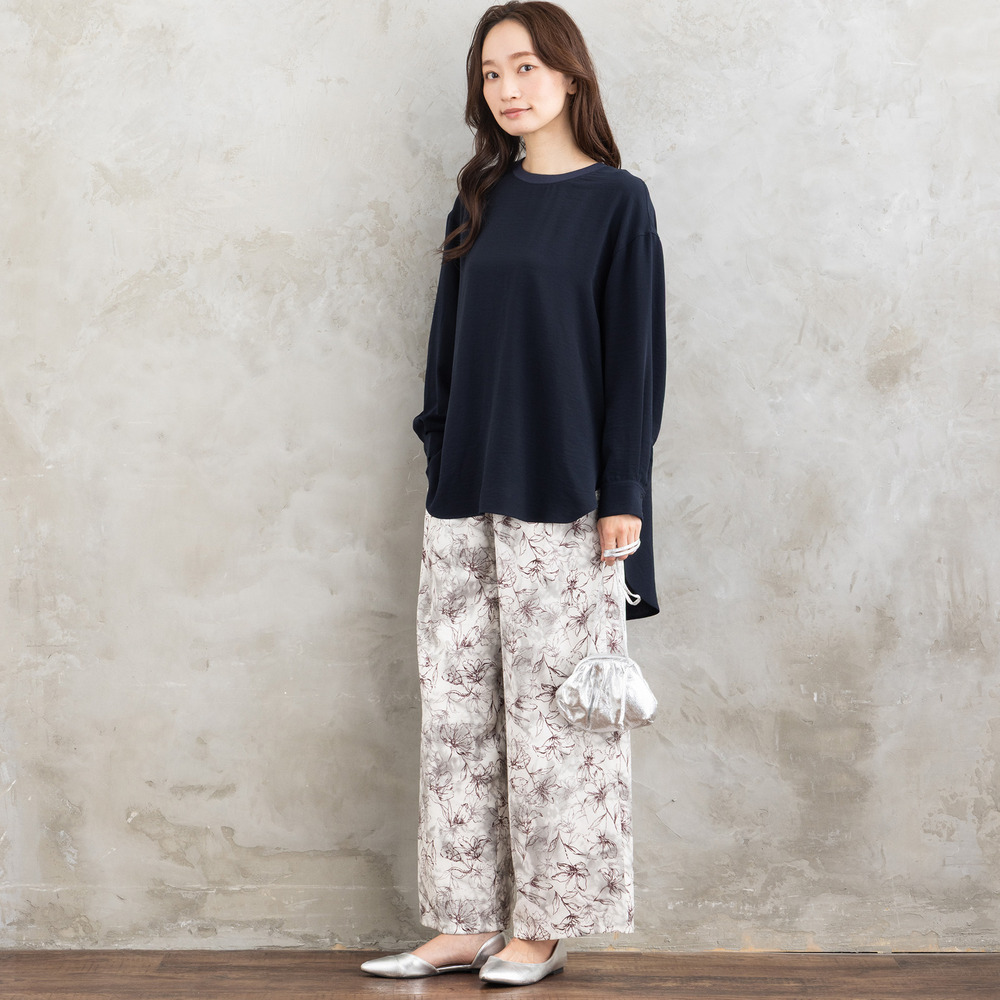 21号(6L~) フラワージャカードワイドパンツ2