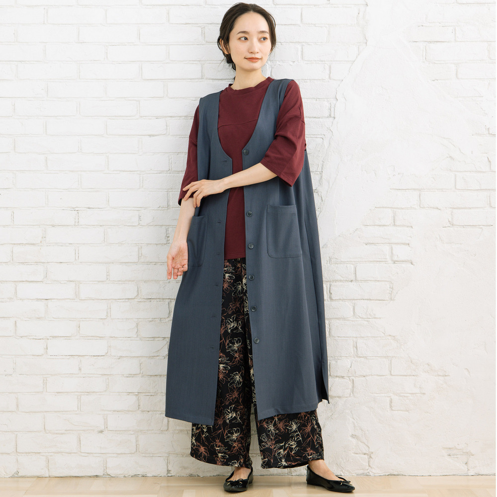 21号(6L~) フラワージャカードワイドパンツ20