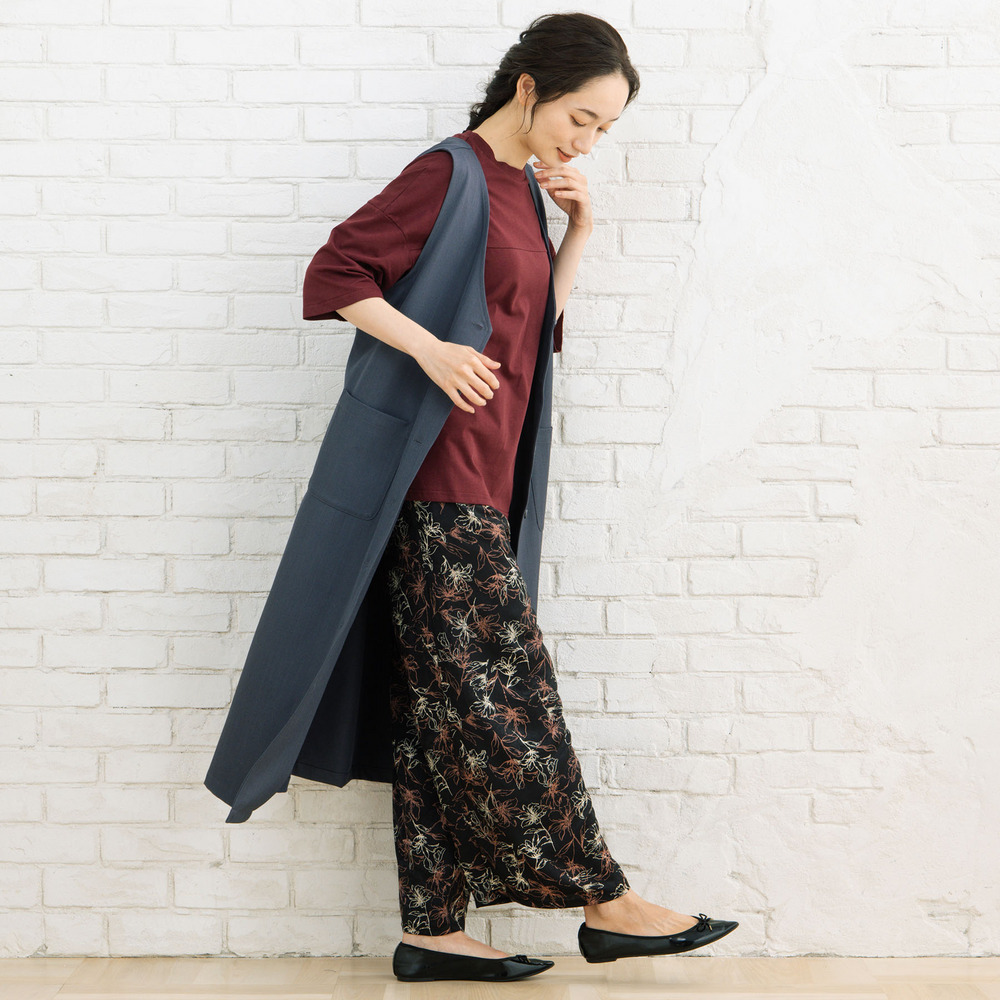 21号(6L~) フラワージャカードワイドパンツ21