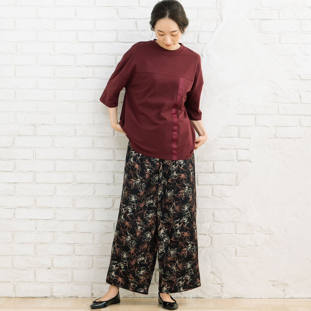 21号(6L~) フラワージャカードワイドパンツ22
