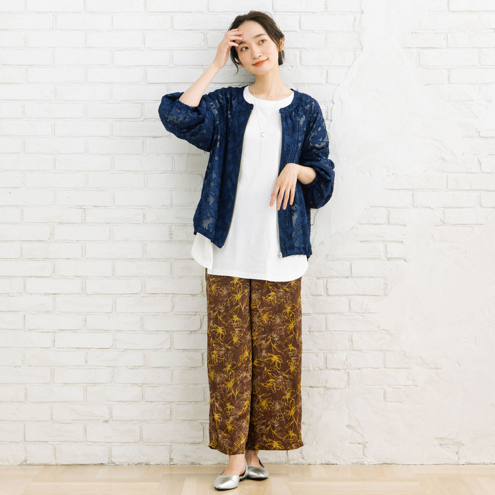 21号(6L~) フラワージャカードワイドパンツ25